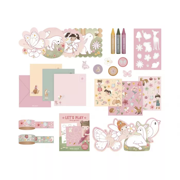Valiza cu activitati creative - Rosa Fairy Garden - Little Dutch