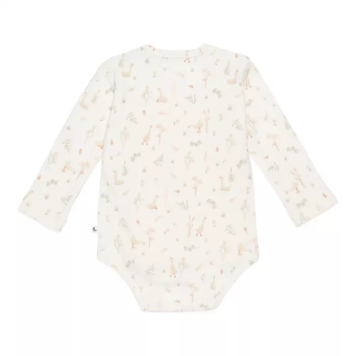 Body cu maneca lunga din bumbac organic - Little Goose White - Little Dutch