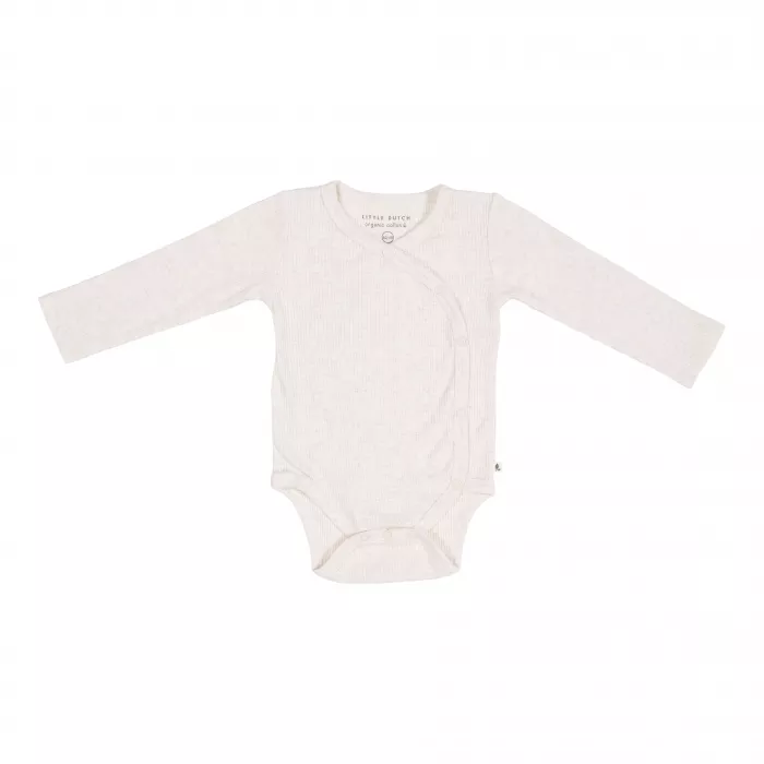 Body kimono cu maneca lunga din bumbac organic - Sand - Little Dutch