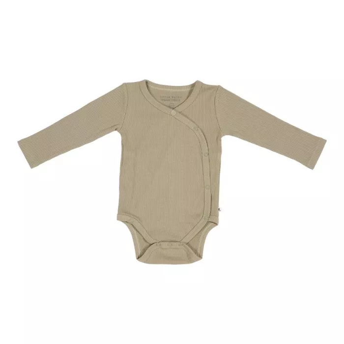 Body kimono cu maneca lunga din bumbac organic - Olive - Little Dutch