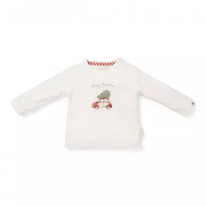 Bluza cu maneca lunga din bumbac organic - Merry Christmas - Soft White - Little Dutch