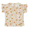 Tricou cu volanase la maneca din bumbac organic - Vintage Little Flowers - Little Dutch