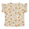 Tricou cu volanase la maneca din bumbac organic - Vintage Little Flowers - Little Dutch