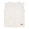 Tricou fara maneci cu volanase la umeri din bumbac organic - Flowers & Butterflies - Little Dutch