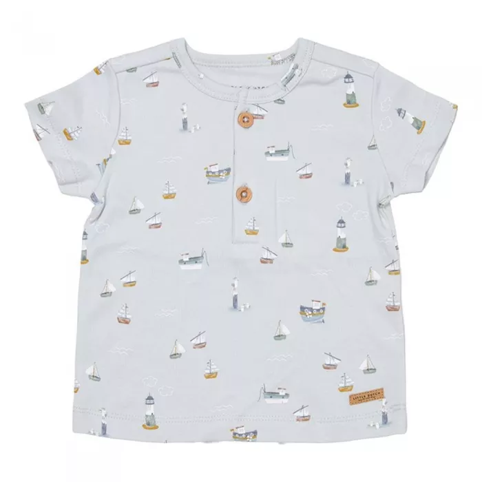 Tricou din bumbac organic - Sailors Bay Blue - Little Dutch