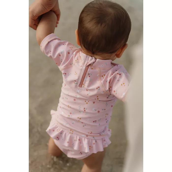 Tricou cu protectie UV 50+ - Little Pink Flowers - Little Dutch