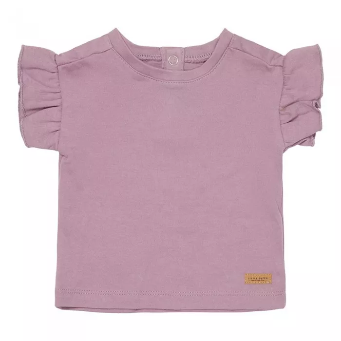 Tricou cu volanase la maneca din bumbac organic - Mauve - Little Dutch