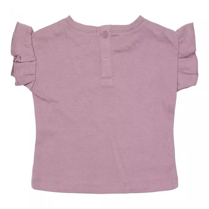 Tricou cu volanase la maneca din bumbac organic - Mauve - Little Dutch