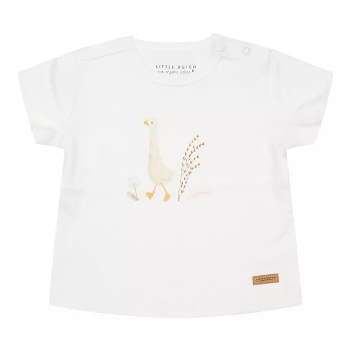 Tricou din bumbac organic - Little Goose - Walking White - Little Dutch