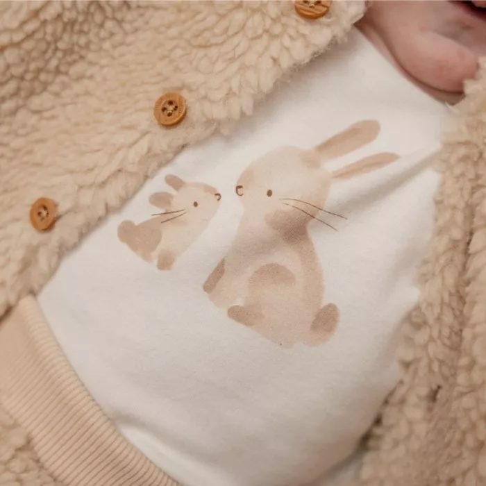 Bluza cu maneca lunga din bumbac organic - Baby Bunny - White - Little Dutch 