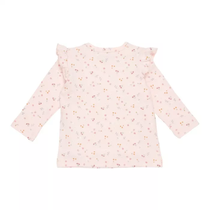 Tricou cu maneca lunga - Little Pink Flowers - print complet - Little Dutch