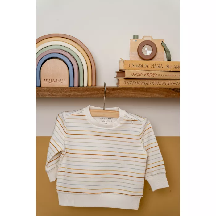 Bluza din bumbac organic cu dungi subtiri - Vintage Sunny Stripes - Little Dutch