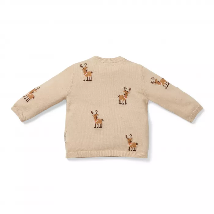 Pulover tricotat din bumbac pentru copii - Reindeers - Little Dutch