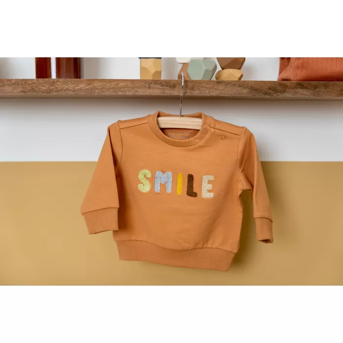 Bluza din bumbac organic Smile Almond - Vintage Sunny Stripes - Little Dutch