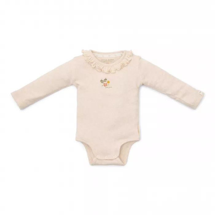 Body cu maneca lunga  din bumbac organic - Little Farm - Sand - Little Dutch
