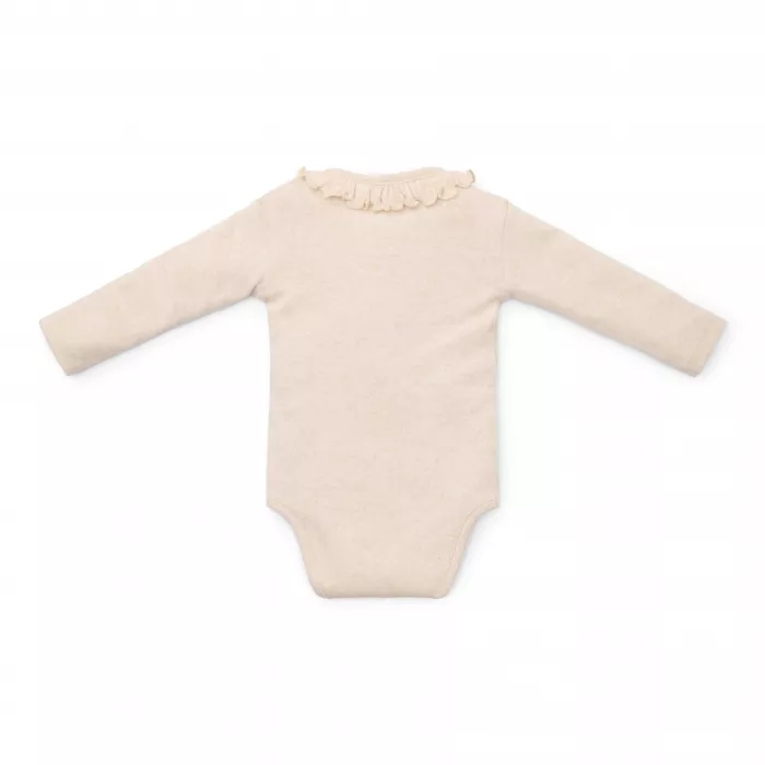 Body cu maneca lunga  din bumbac organic - Little Farm - Sand - Little Dutch