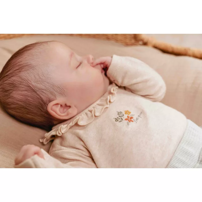 Body cu maneca lunga  din bumbac organic - Little Farm - Sand - Little Dutch