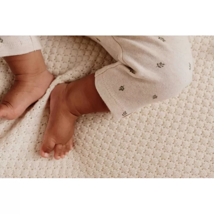 Pantaloni cu print complet din bumbac organic - Little Farm - Green Leves  - Little Dutch