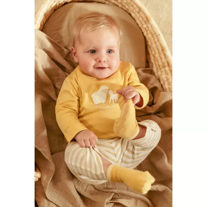 Pantaloni cu print complet din bumbac organic - Little Farm - Multi Stripe - Little Dutch