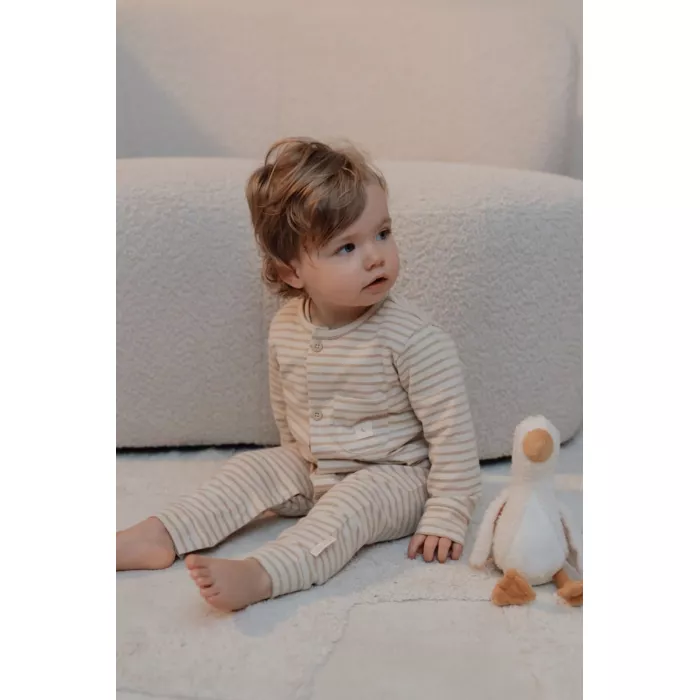 Pijama salopeta din bumbac organic pentru copii - Natural Stripes - Little Dutch