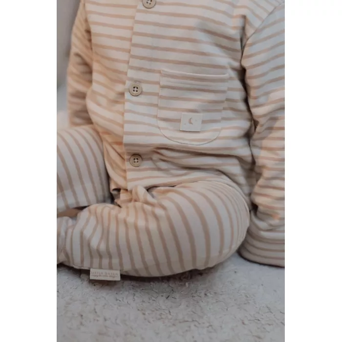 Pijama salopeta din bumbac organic pentru copii - Natural Stripes - Little Dutch