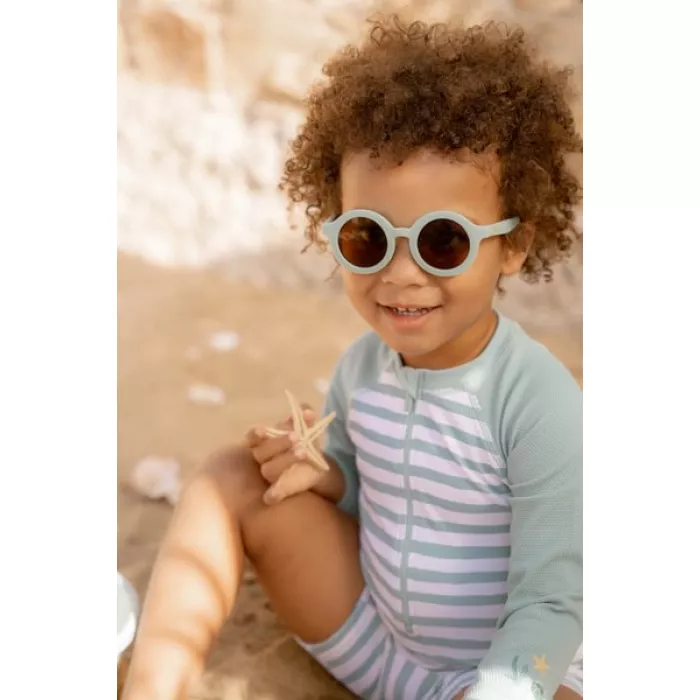 Costum de baie intreg cu maneca scurta - protectie UV 50+ - Stripes Surf Green - Little Dutch
