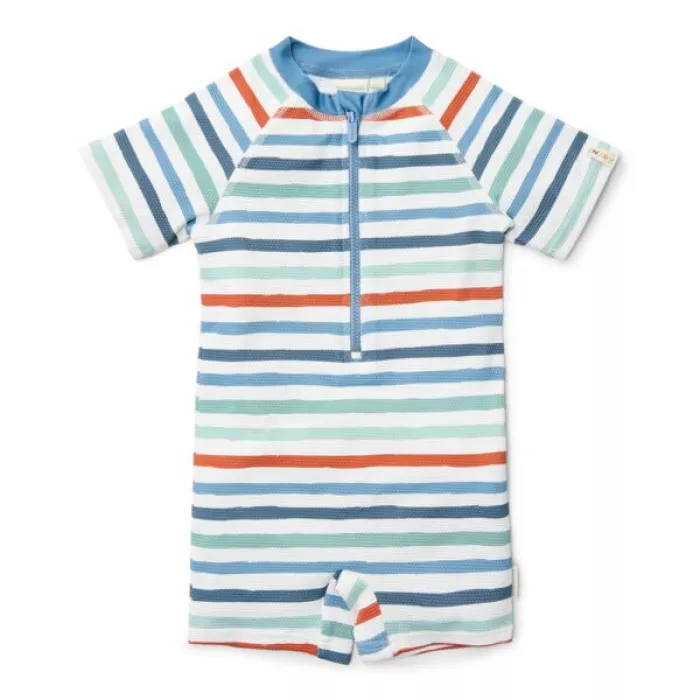 Costum de baie intreg cu maneca scurta - protectie UV 50+ - Stripes Multi Colour - Little Dutch