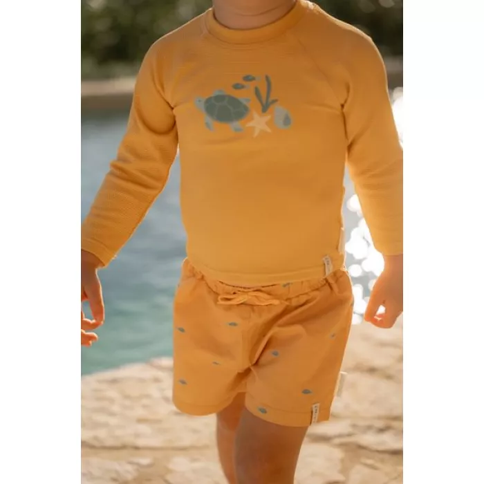 Bluza cu maneca lunga cu protectie UV 50+ - Seashells Sunny Yellow - Little Dutch