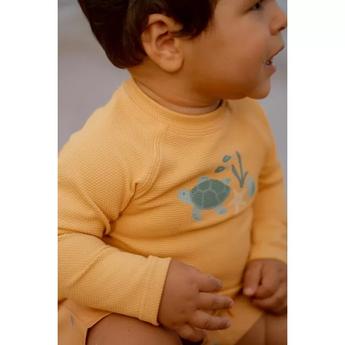 Bluza cu maneca lunga cu protectie UV 50+ - Seashells Sunny Yellow - Little Dutch