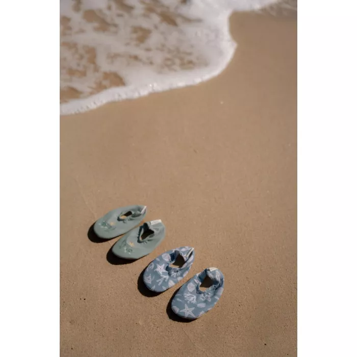 Papuci de inot cu protectie UV 50+ - Seashells Surf - Green - Little Dutch