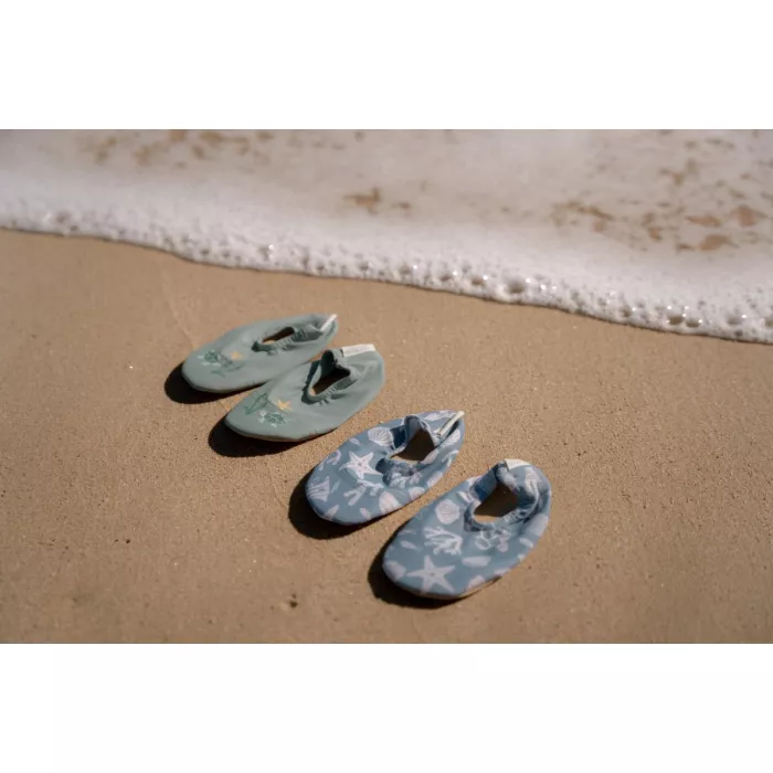 Papuci de inot cu protectie UV 50+ - Seashells Surf - Green - Little Dutch