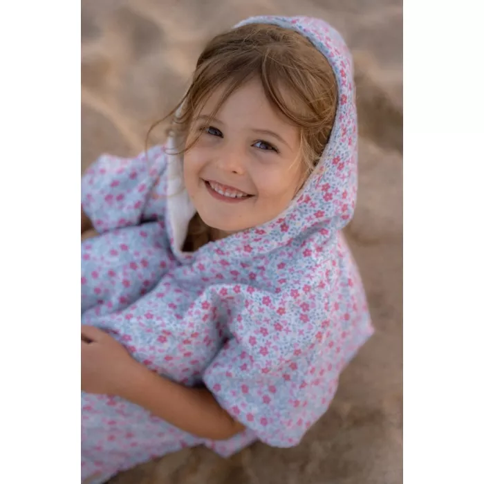 Poncho pentru plaja din bumbac - Sunny Flowers Multi - Little Dutch