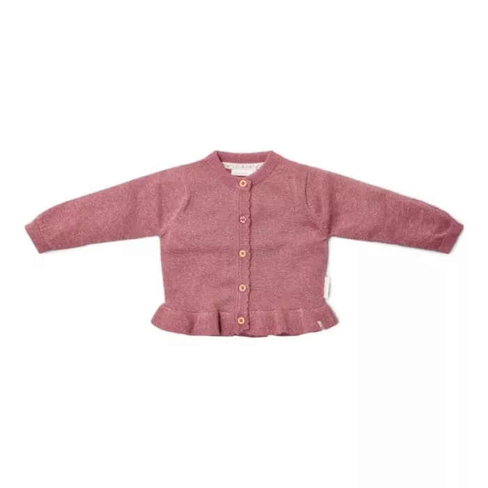 Cardigan din tricot de bumbac organic cu volane - Rouge - Fairy Garden - Little Dutch