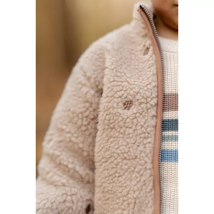 Jacheta din material teddy - Taupe - Forest Friends - Little Dutch