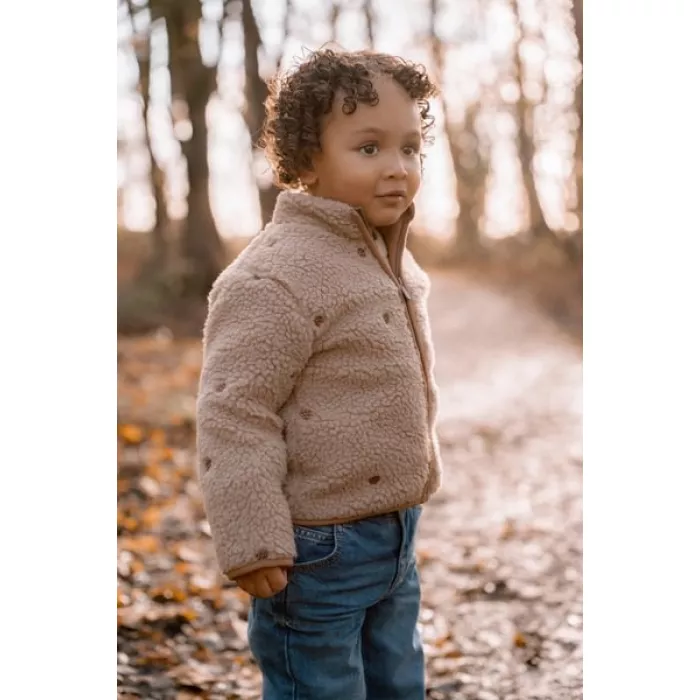 Jacheta din material teddy - Taupe - Forest Friends - Little Dutch