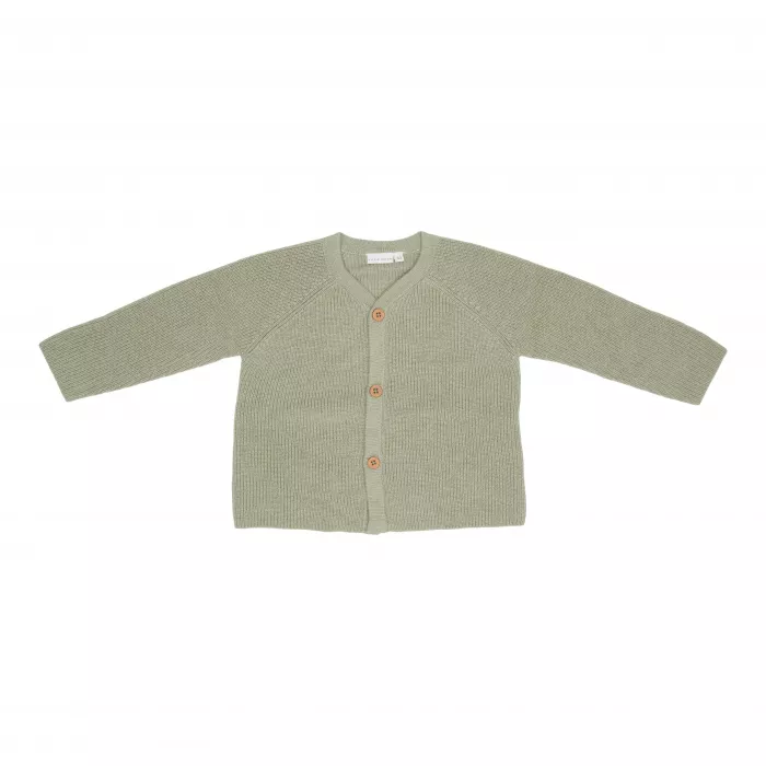 Cardigan tricotat din mix de lana pentru bebelusi - Green - Vintage Sunny Stripes - Little Dutch