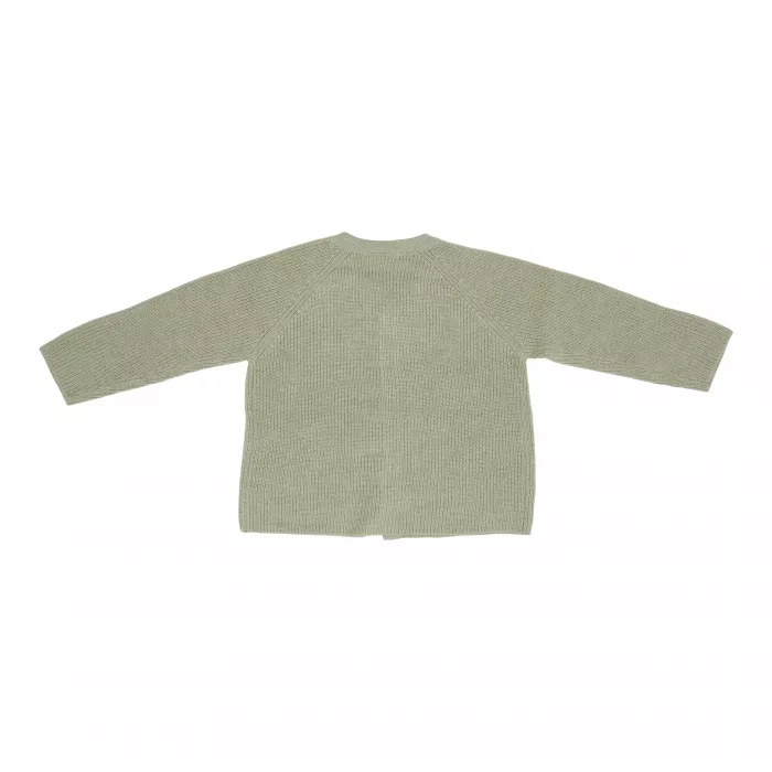 Cardigan tricotat din mix de lana pentru bebelusi - Green - Vintage Sunny Stripes - Little Dutch