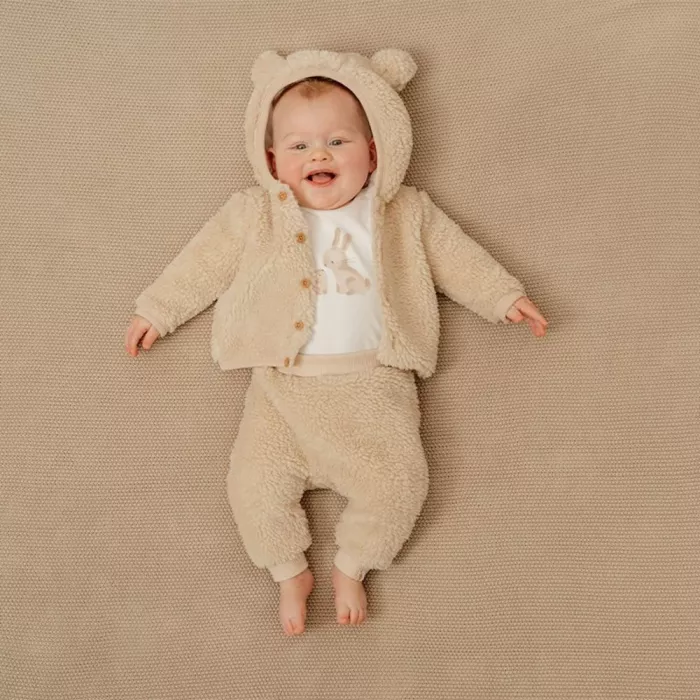 Jacheta Teddy pentru bebelusi - Sand - Baby Bunny - Little Dutch