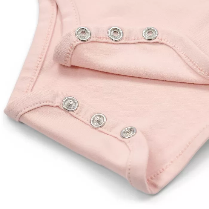 Body cu maneca scurta din bumbac organic - Pink Blossom - Little Dutch