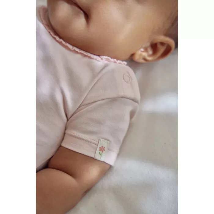 Body cu maneca scurta din bumbac organic - Pink Blossom - Little Dutch