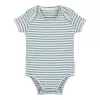 Body cu maneca scurta din bumbac organic - Stone Blue stripe - Little Dutch