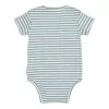 Body cu maneca scurta din bumbac organic - Stone Blue stripe - Little Dutch