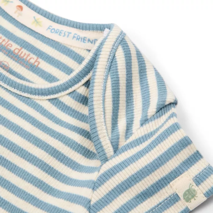 Body cu maneca scurta din bumbac organic - Stone Blue stripe - Little Dutch
