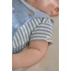 Body cu maneca scurta din bumbac organic - Stone Blue stripe - Little Dutch