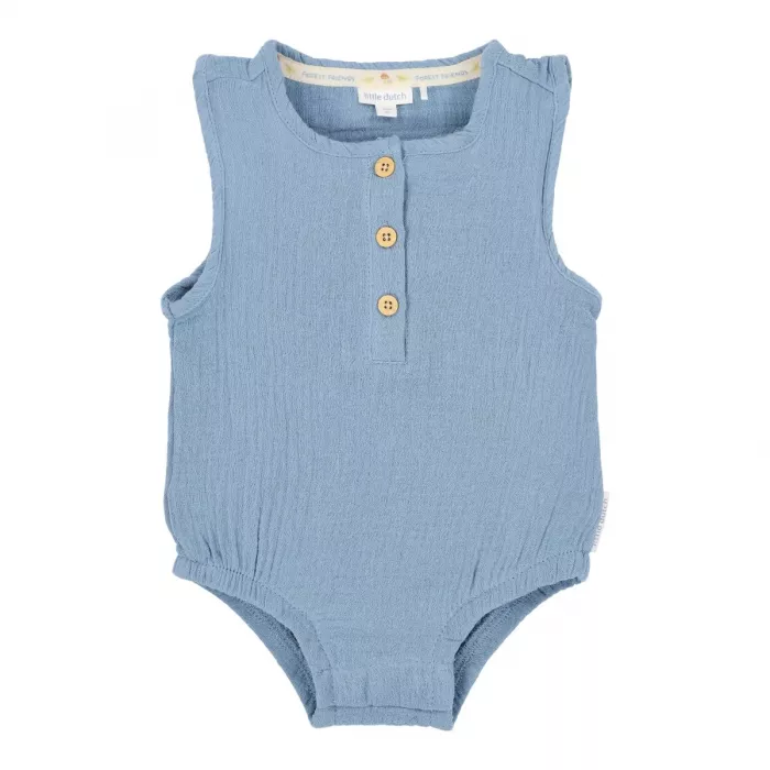 Salopeta romper din bumbac organic - Stone Blue - Little Dutch