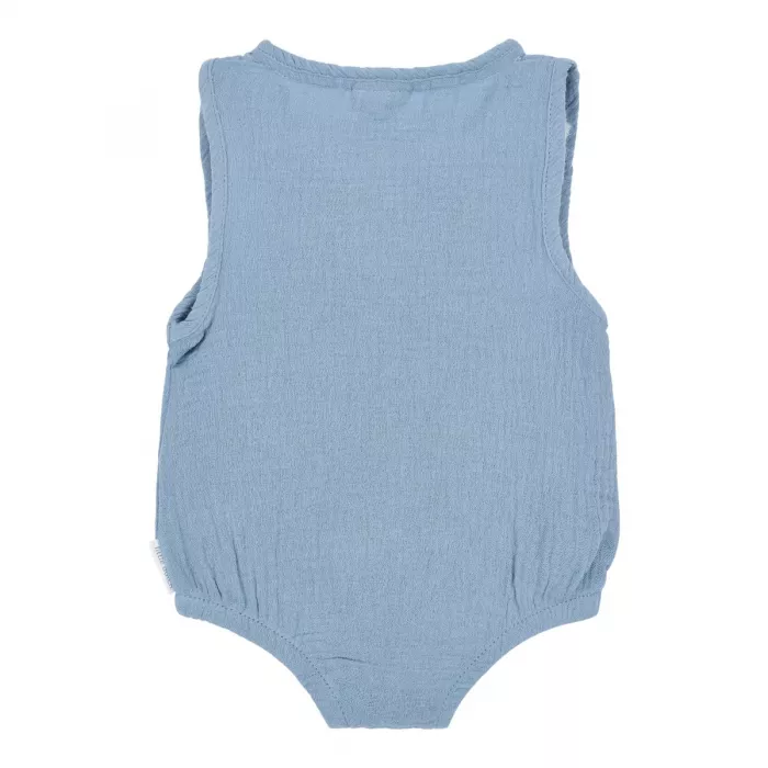 Salopeta romper din bumbac organic - Stone Blue - Little Dutch