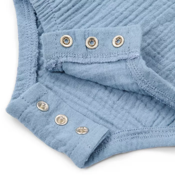 Salopeta romper din bumbac organic - Stone Blue - Little Dutch