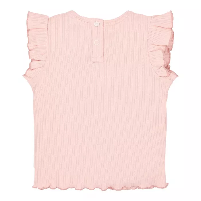 Tricou din bumbac organic cu volanase - Fairy Pink - Bloom - Little Dutch