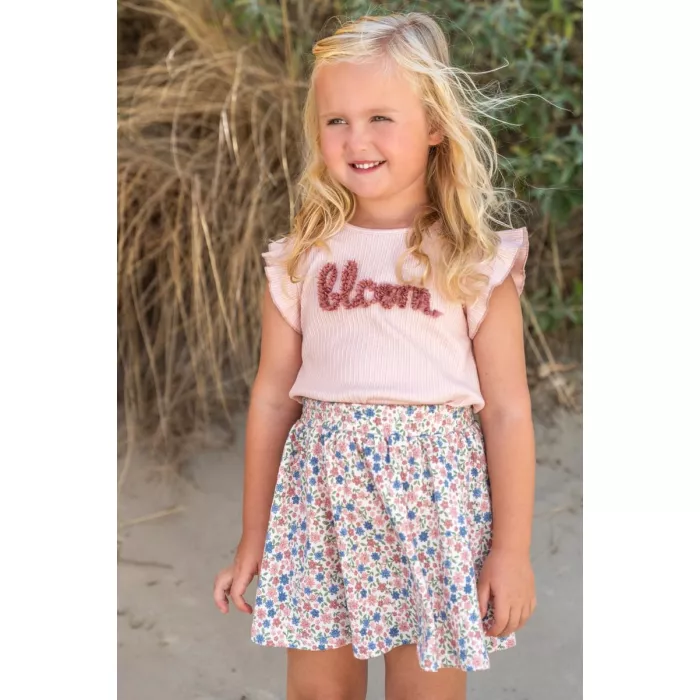 Tricou din bumbac organic cu volanase - Fairy Pink - Bloom - Little Dutch