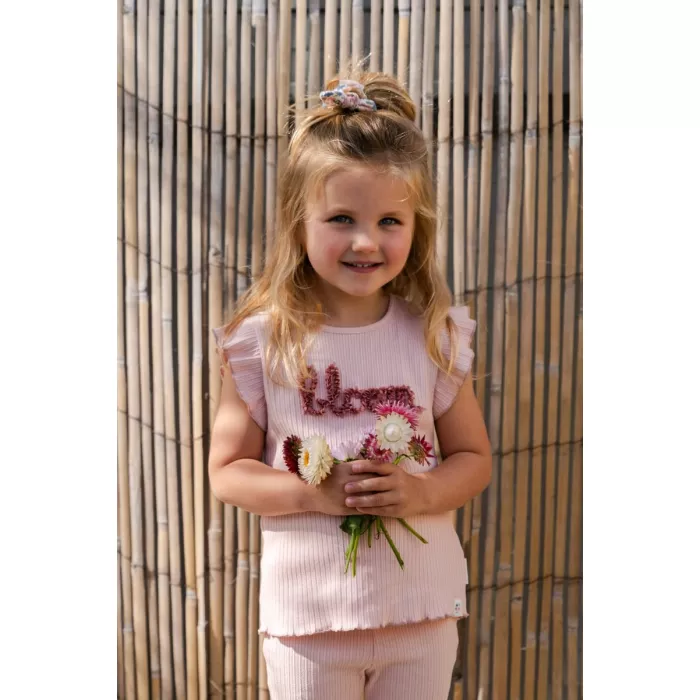 Tricou din bumbac organic cu volanase - Fairy Pink - Bloom - Little Dutch